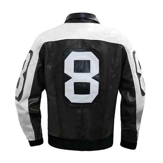 8 Ball Faux Leather Bomber Jacket – 90s Seinfeld David Puddy Retro Style Coat Men’s The Jackeeta