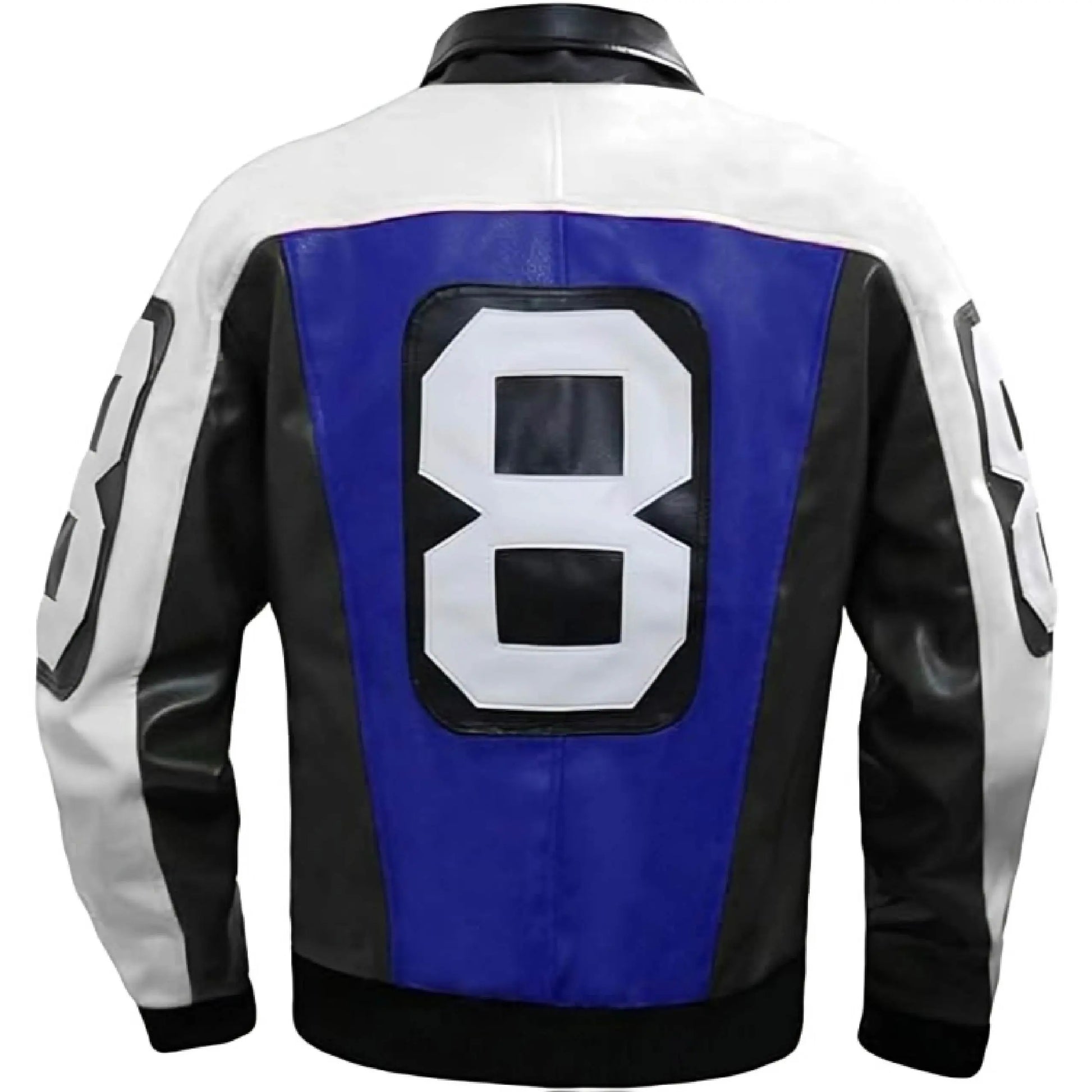 8 Ball Faux Leather Bomber Jacket – 90s Seinfeld David Puddy Retro Style Coat Men’s The Jackeeta