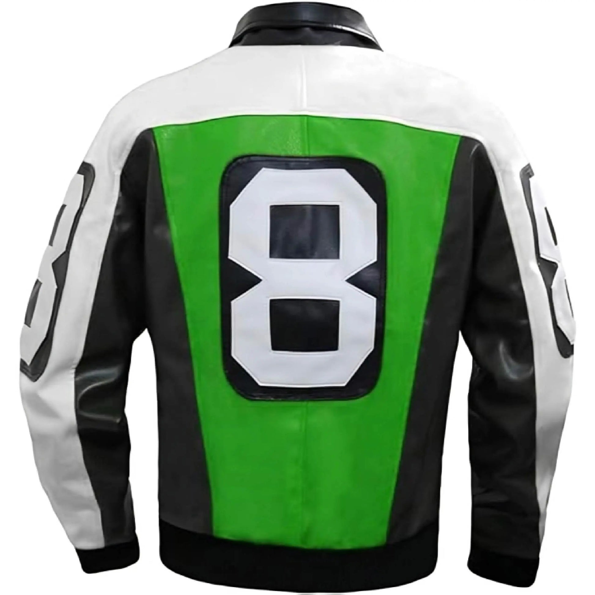 8 Ball Faux Leather Bomber Jacket – 90s Seinfeld David Puddy Retro Style Coat Men’s The Jackeeta