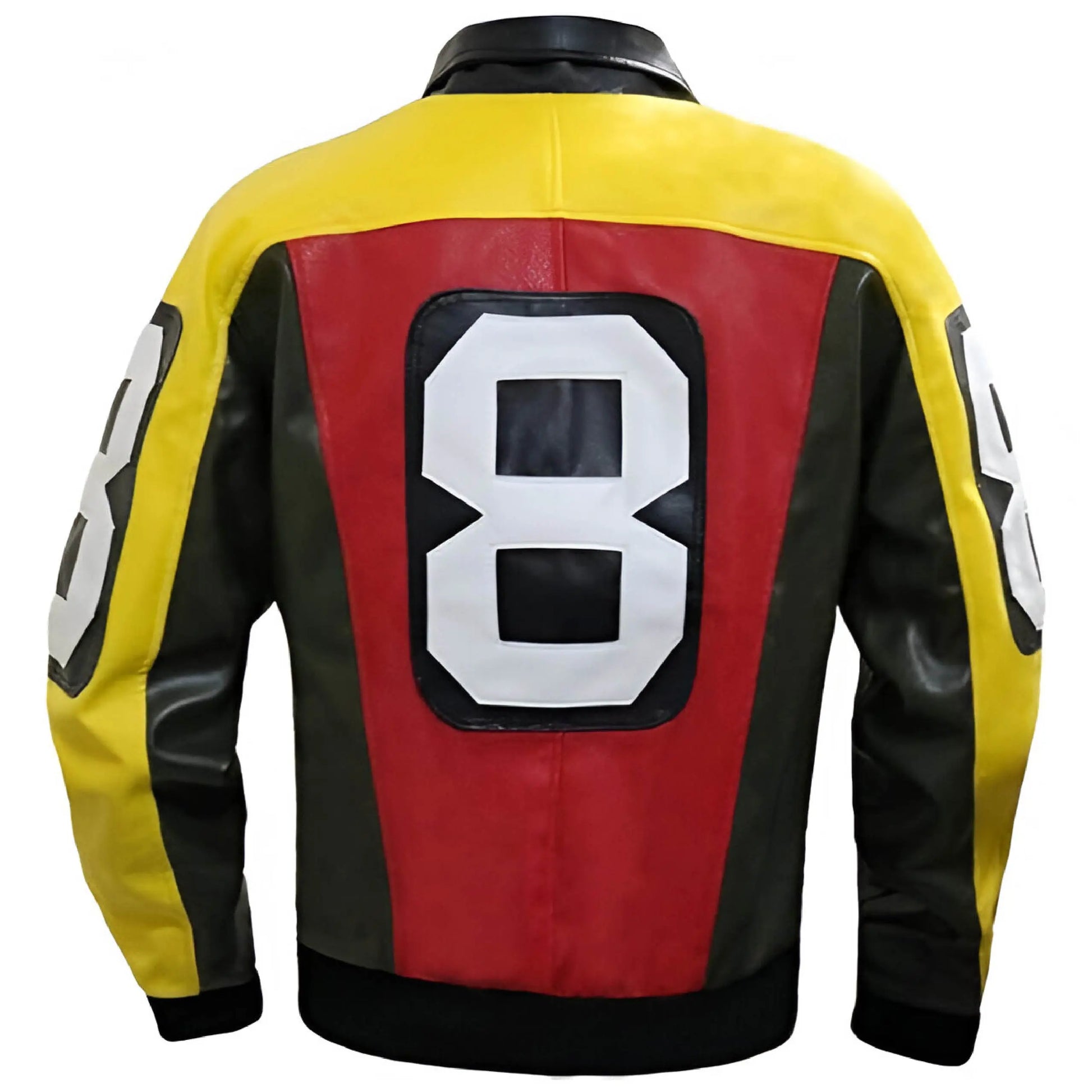 8 Ball Faux Leather Bomber Jacket – 90s Seinfeld David Puddy Retro Style Coat Men’s The Jackeeta