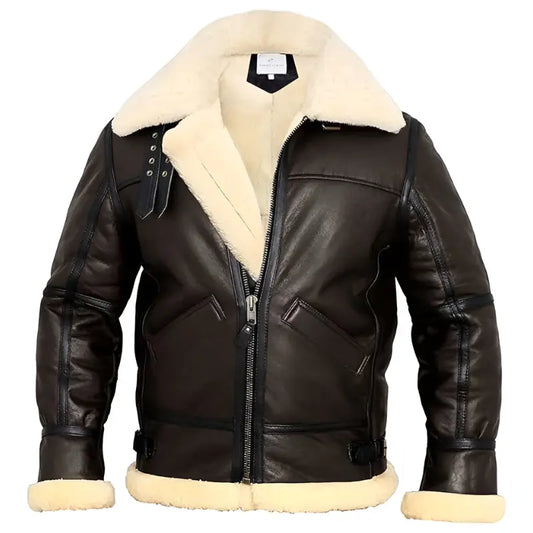 B3 Aviator Bomber Jacket – Real Shearling Leather Flight Coat for Winter Men’s The Jackeeta