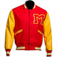 Men’s MJ Thriller Red Varsity Bomber Jacket with M Logo – Michael Jackson Style Coat The Jackeeta