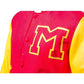 Men’s MJ Thriller Red Varsity Bomber Jacket with M Logo – Michael Jackson Style Coat The Jackeeta
