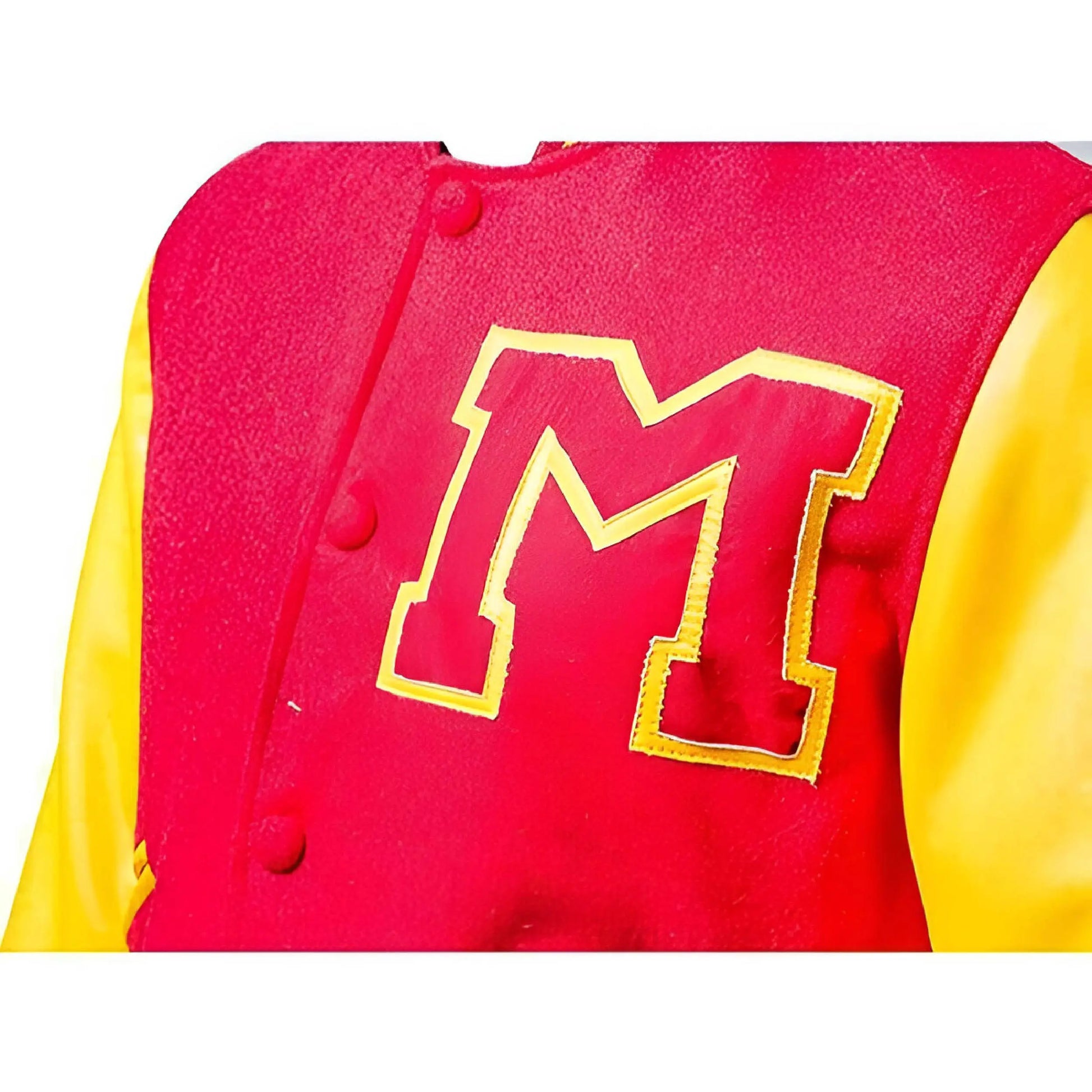 Men’s MJ Thriller Red Varsity Bomber Jacket with M Logo – Michael Jackson Style Coat The Jackeeta