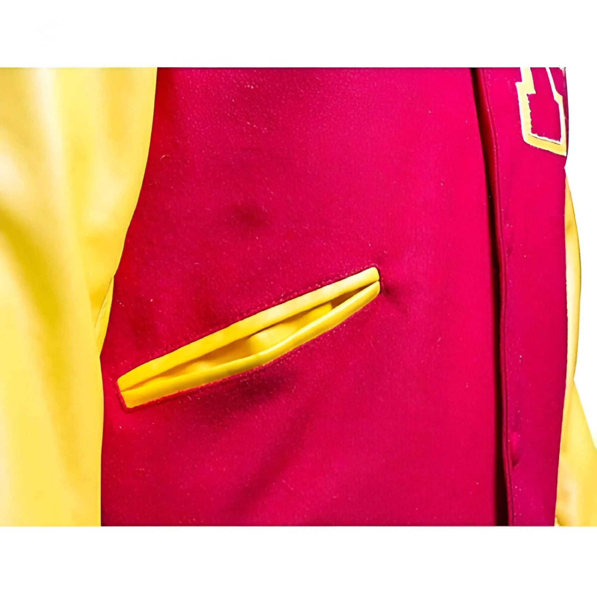 Men’s MJ Thriller Red Varsity Bomber Jacket with M Logo – Michael Jackson Style Coat The Jackeeta