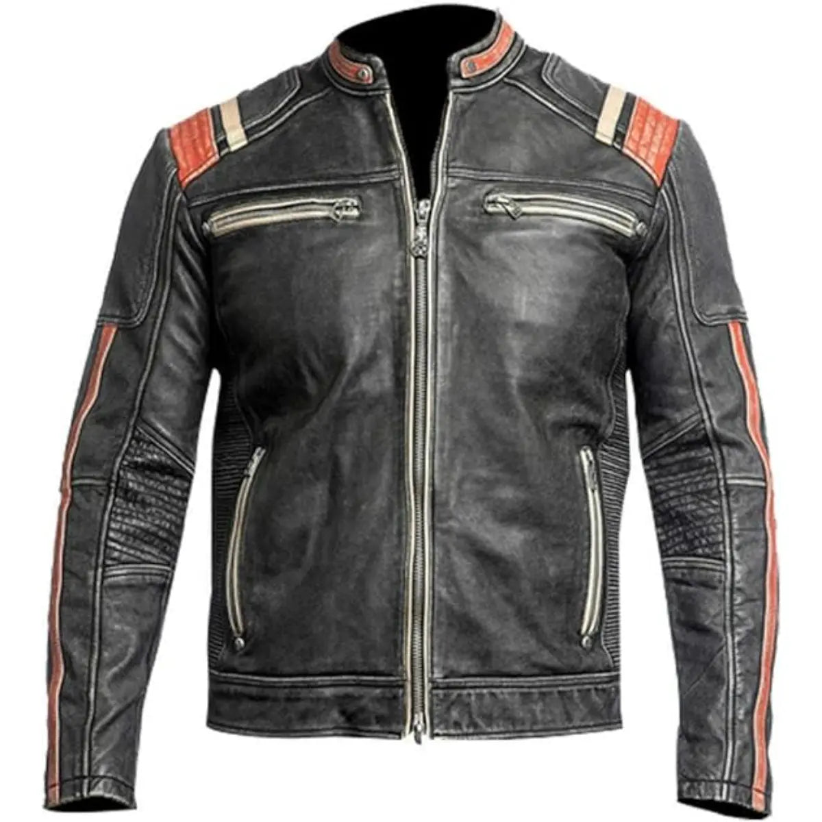 Men's Distressed Café Racer Leather Jacket – Vintage Retro Motorcycle Style The Jackeeta