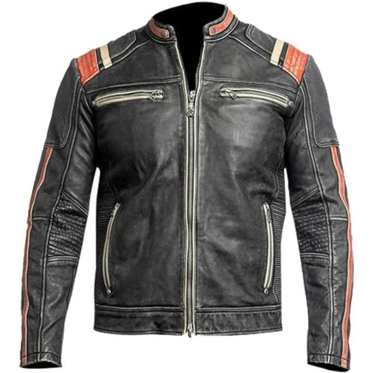 Men's Distressed Café Racer Leather Jacket – Vintage Retro Motorcycle Style The Jackeeta