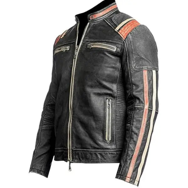 Men's Distressed Café Racer Leather Jacket – Vintage Retro Motorcycle Style The Jackeeta