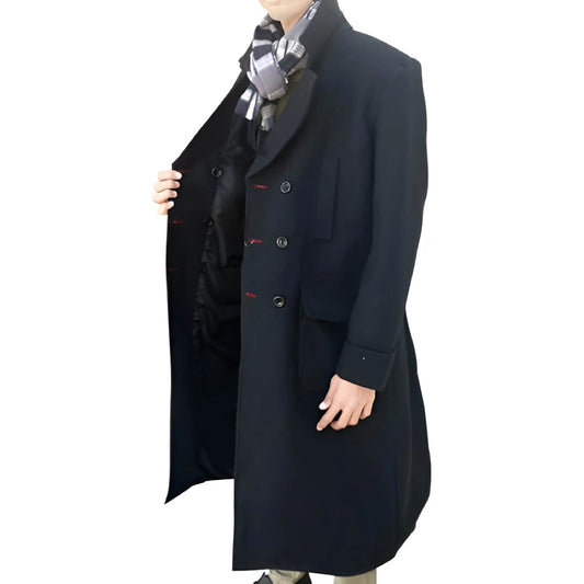 Men’s Black Wool Sherlock Holmes Coat with Cape – Vintage Victorian Detective The Jackeeta