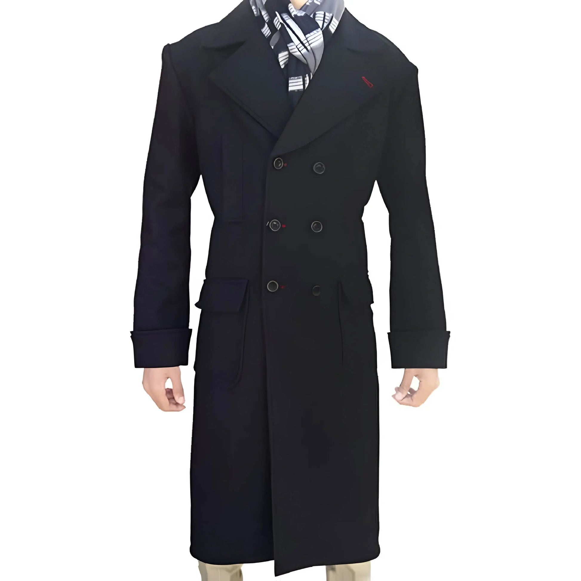 Men’s Black Wool Sherlock Holmes Coat with Cape – Vintage Victorian Detective The Jackeeta