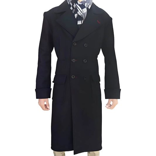 Men’s Black Wool Sherlock Holmes Coat with Cape – Vintage Victorian Detective The Jackeeta