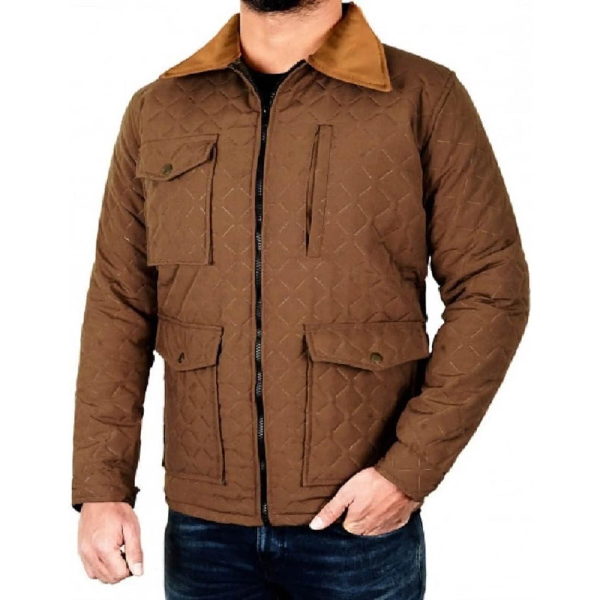 Yellowstone John Dutton Jacket – Kevin Costner Brown Quilted Cotton Jacket (Men’s) The Jackeeta